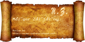 Móger Zétény névjegykártya